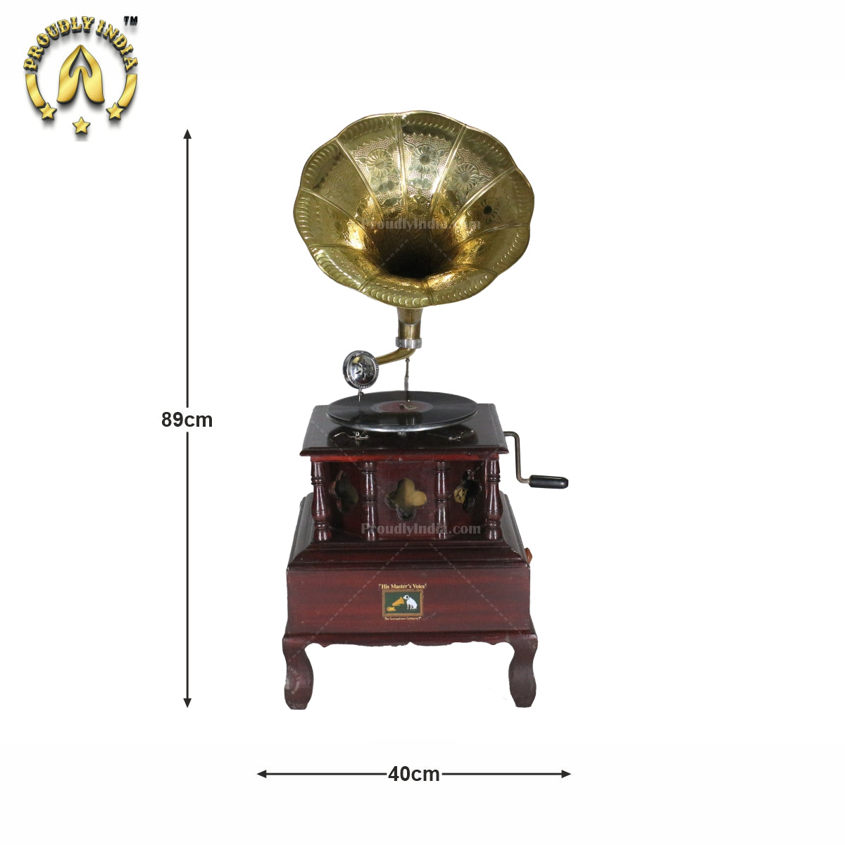 HMV Gramophone Hexagonal Grill Carved Box