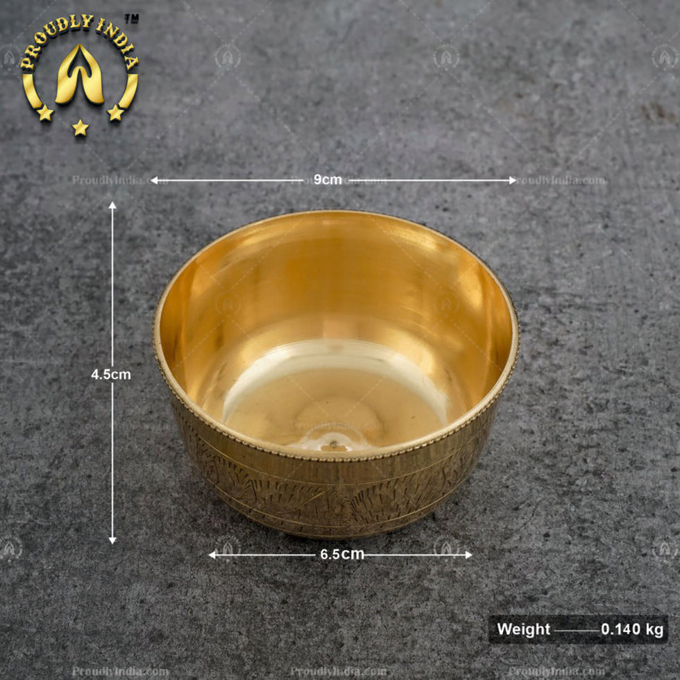Set Of 2 Engraving Brass Bowl | Vati