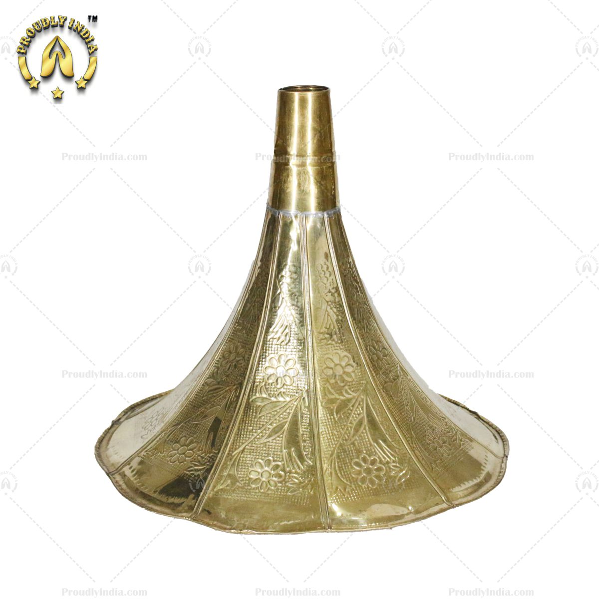 Floral Engraved Brass Horn