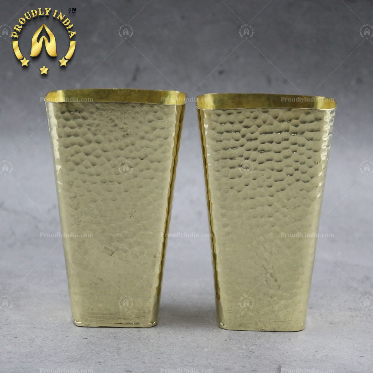 Square Brass Hammered Glass