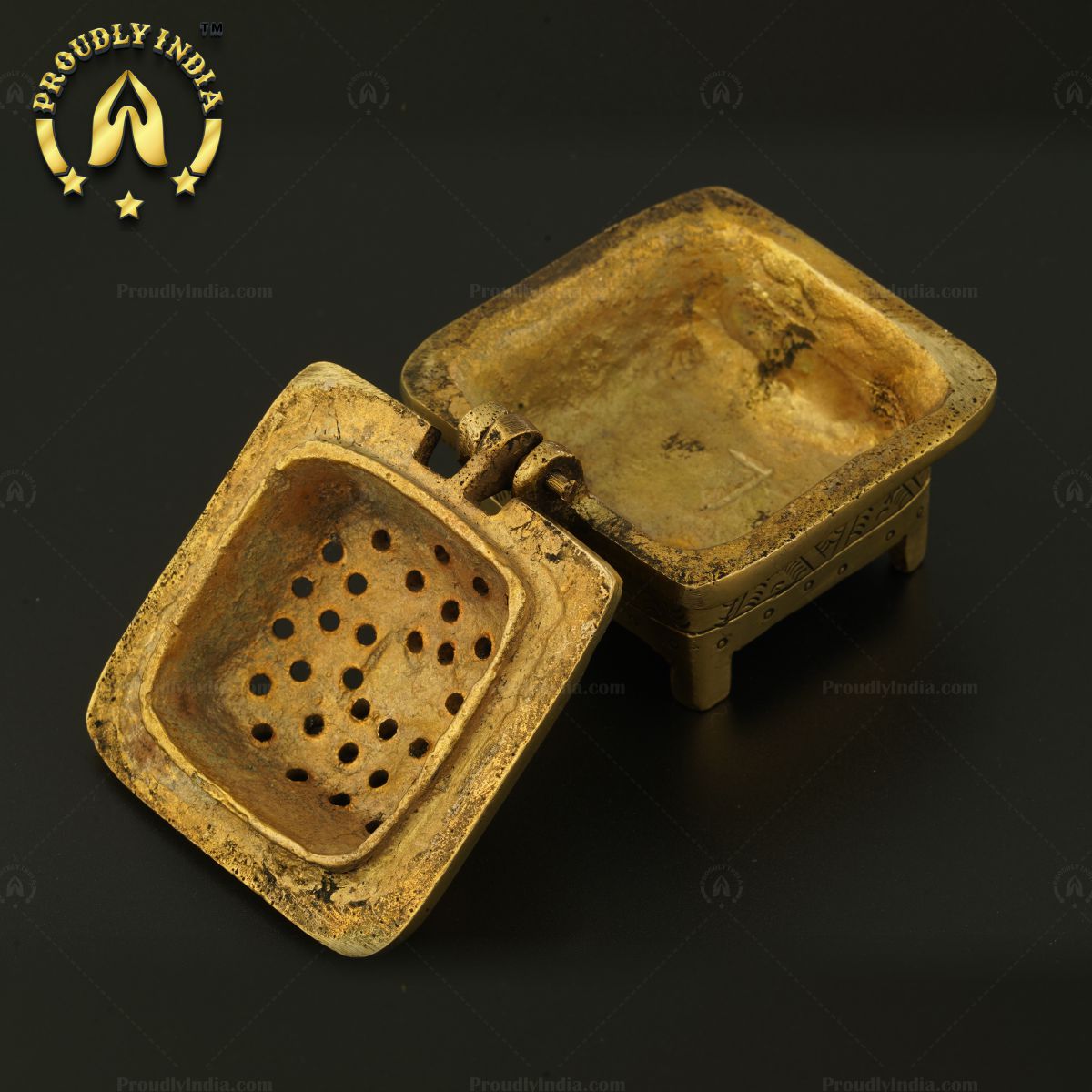 Handcrafted Brass Incense Burner Of Small Size, Trinket Box