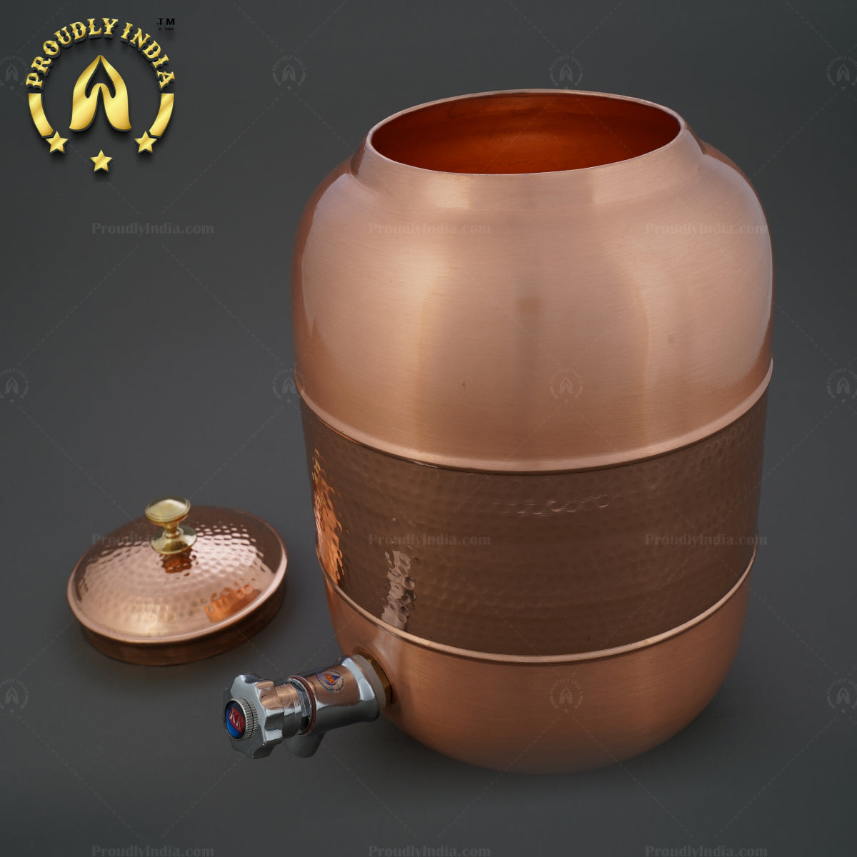 Copper Water Dispenser Hammered Design with Lid