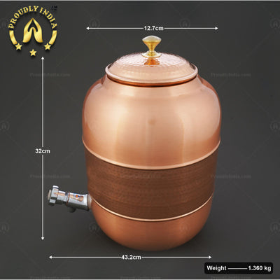 Copper Water Dispenser Hammered Design with Lid