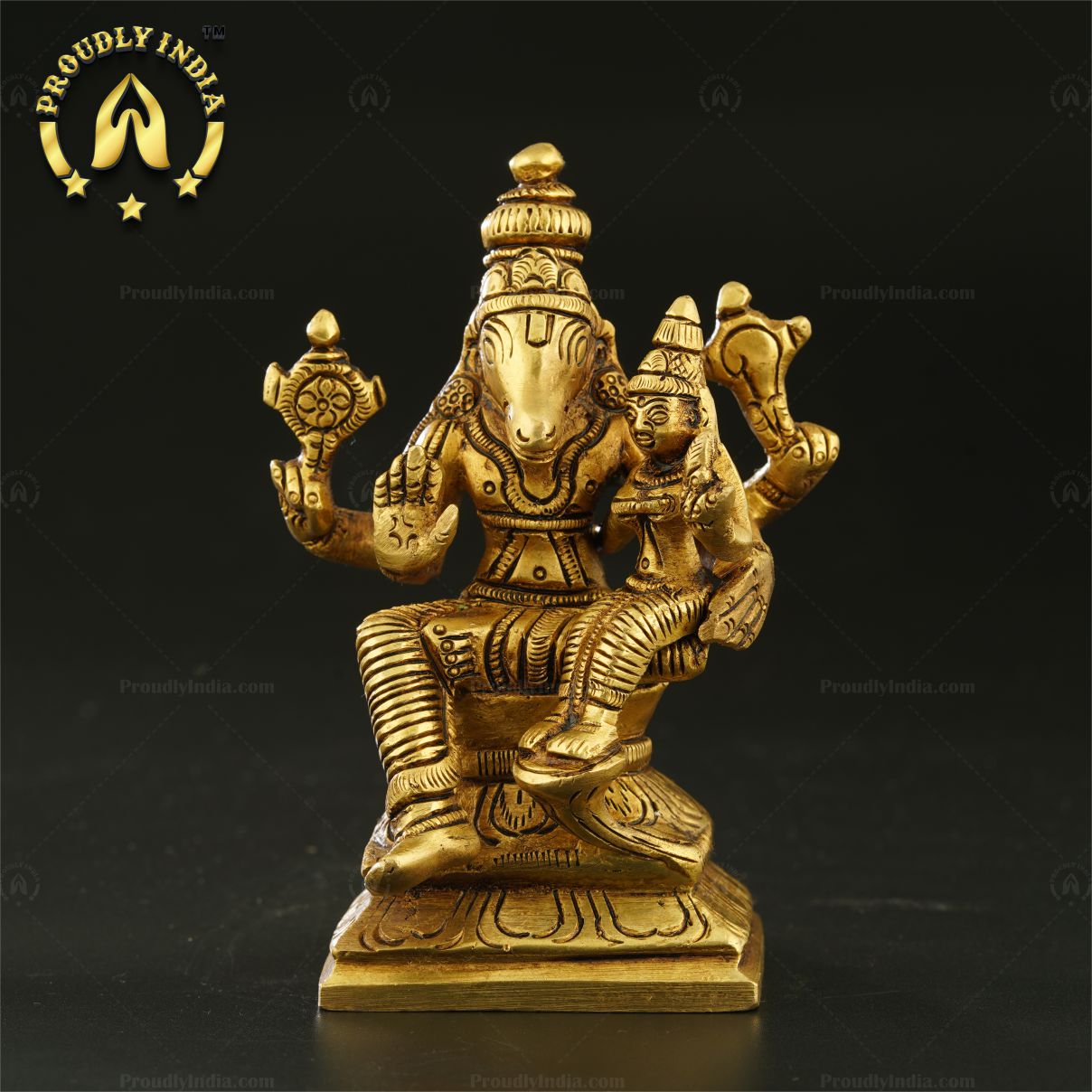 Brass Lord Varaha Amman With Goddess Lakshmi Statue