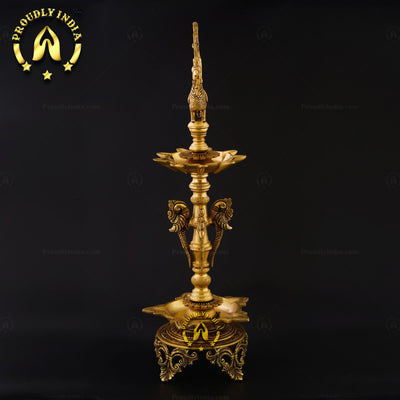 Brass Handmade Two Steps Annapakshi Diya Set of 2