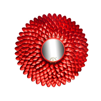 Scarlet Ember Bloom Wall Mirror