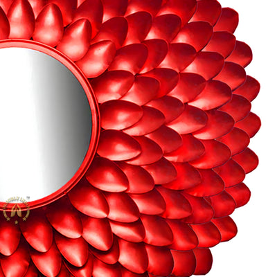 Scarlet Ember Bloom Wall Mirror