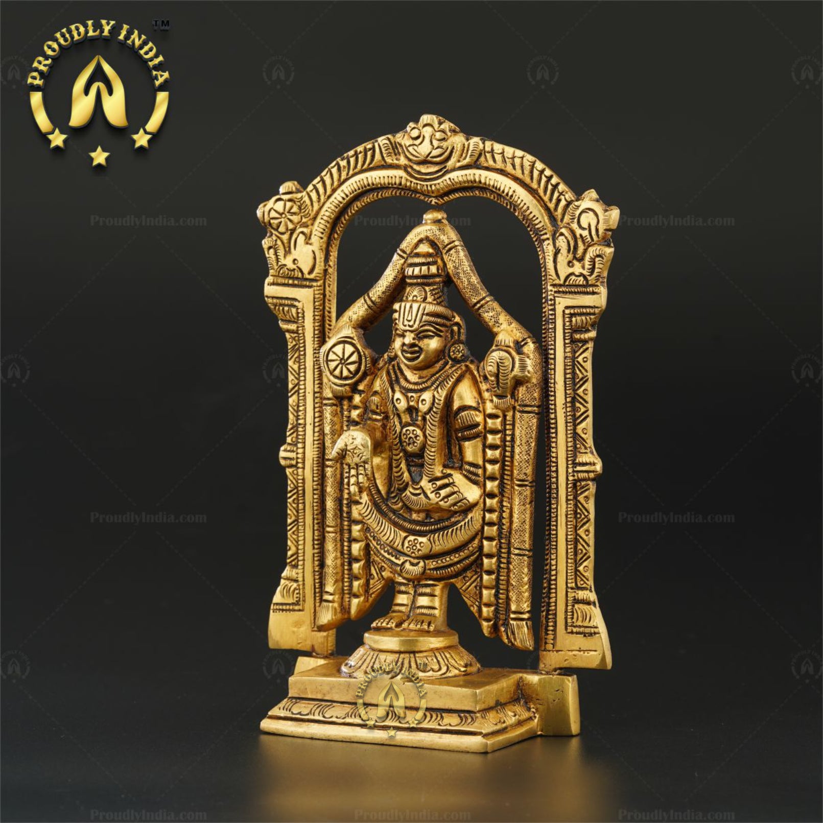 8" Lord Perumal Brass Statue
