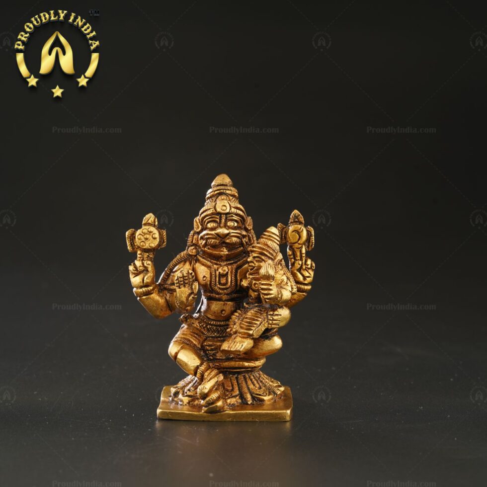 3" Brass Lakshmi Narasimha Idol