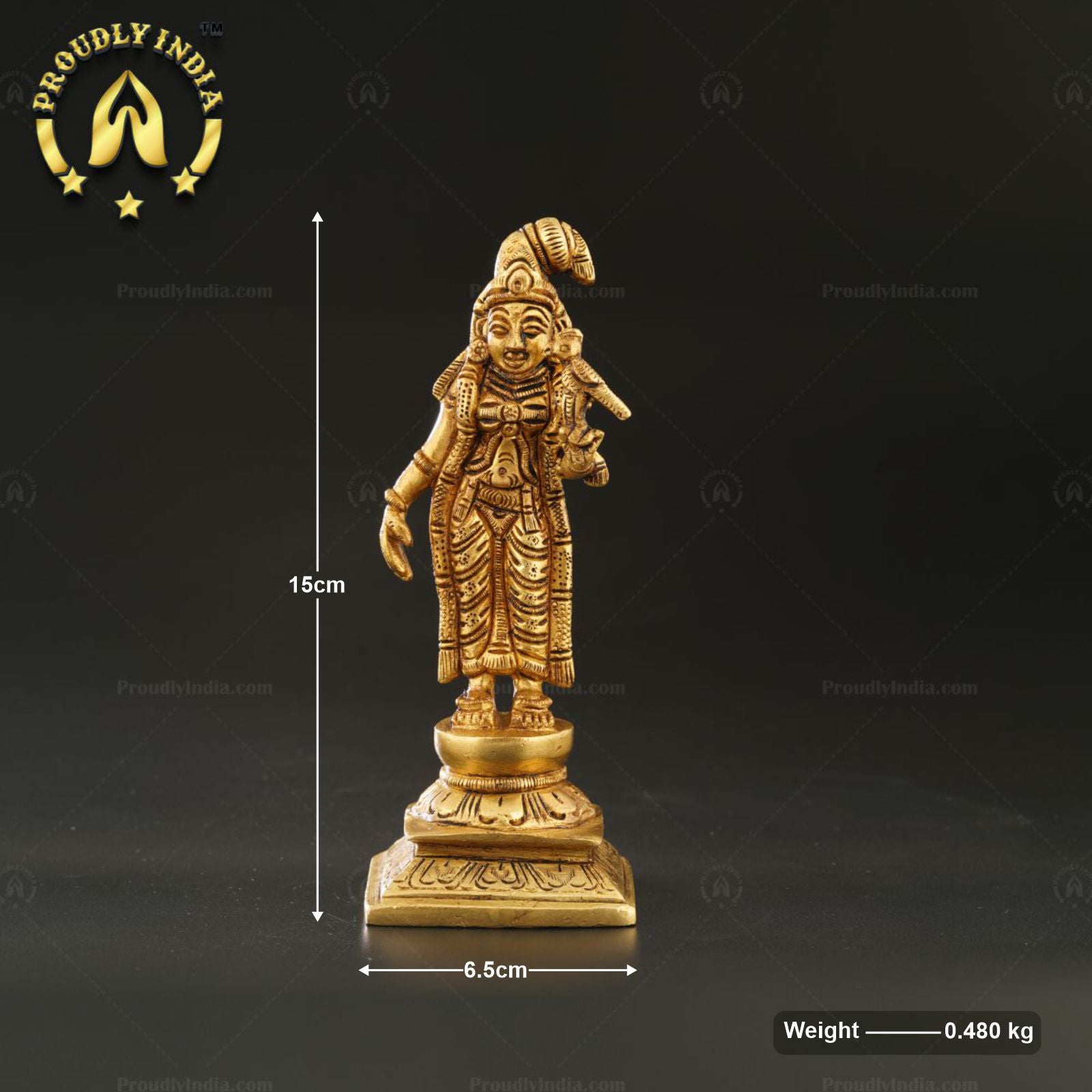 Brass Handmade Standing Goddess Andal Vigraham