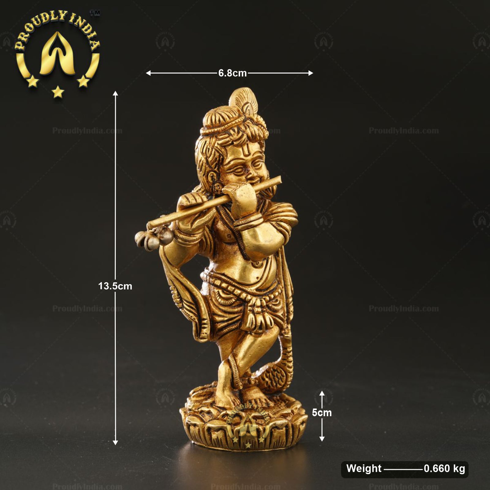 Traditional Brass Baby Krishna Idol With Flute Statue