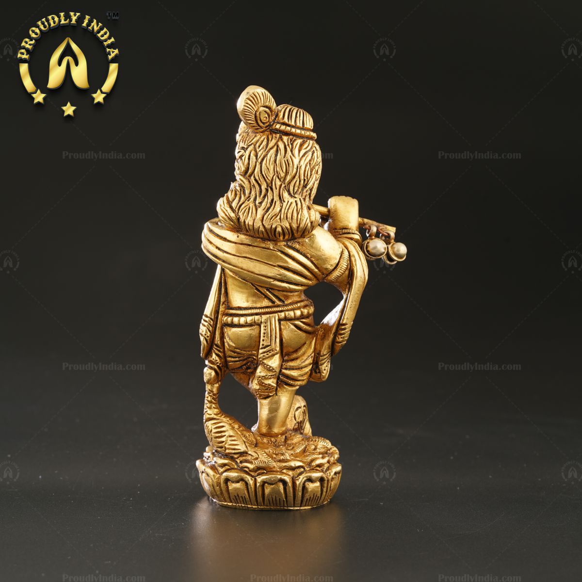 Traditional Brass Baby Krishna Idol With Flute Statue