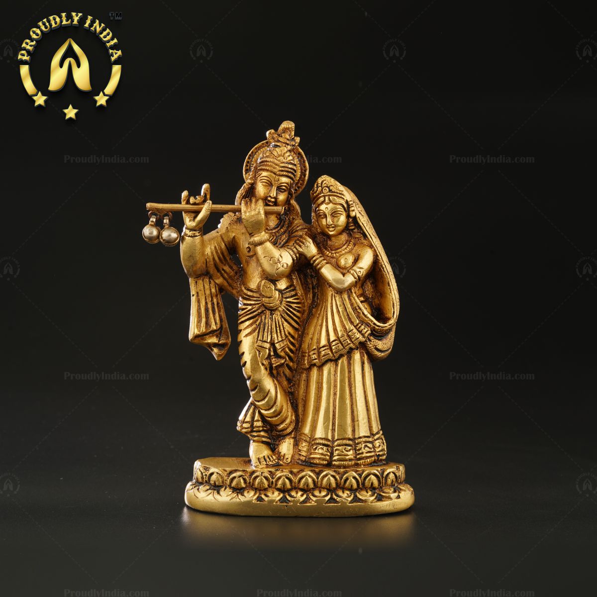 Indian Traditional Krishna And Radha Brass Statue