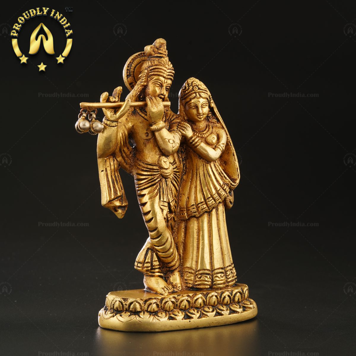Indian Traditional Krishna And Radha Brass Statue