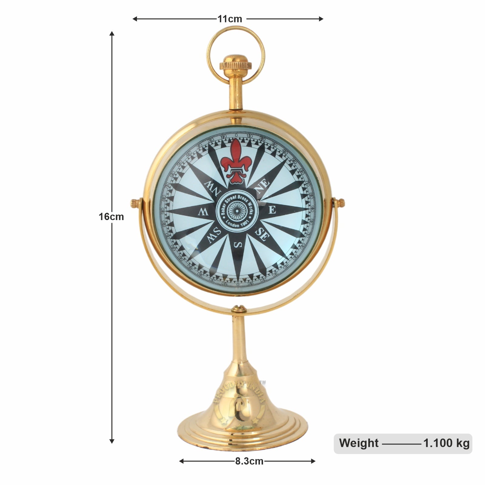 Brass Analog Victoria London Table Clock