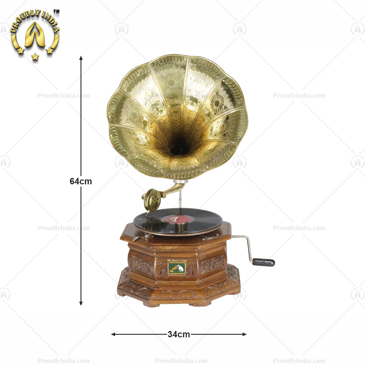 His Master Voice Gramophone Imperial Carved Wood