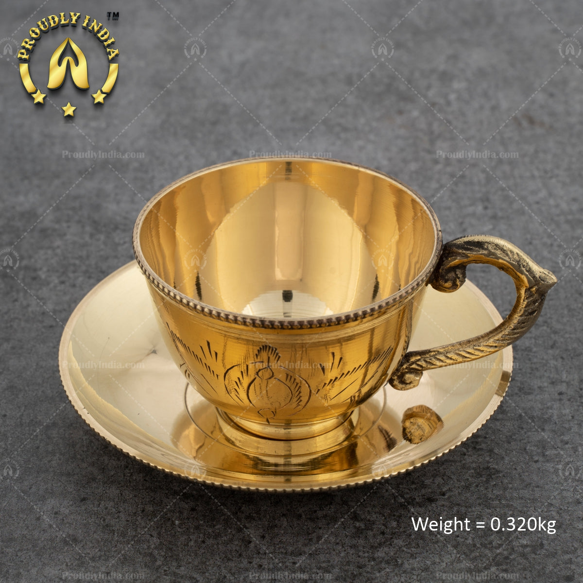 Set of 6 Brass Cup And Saucers