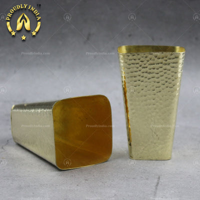 Square Brass Hammered Glass