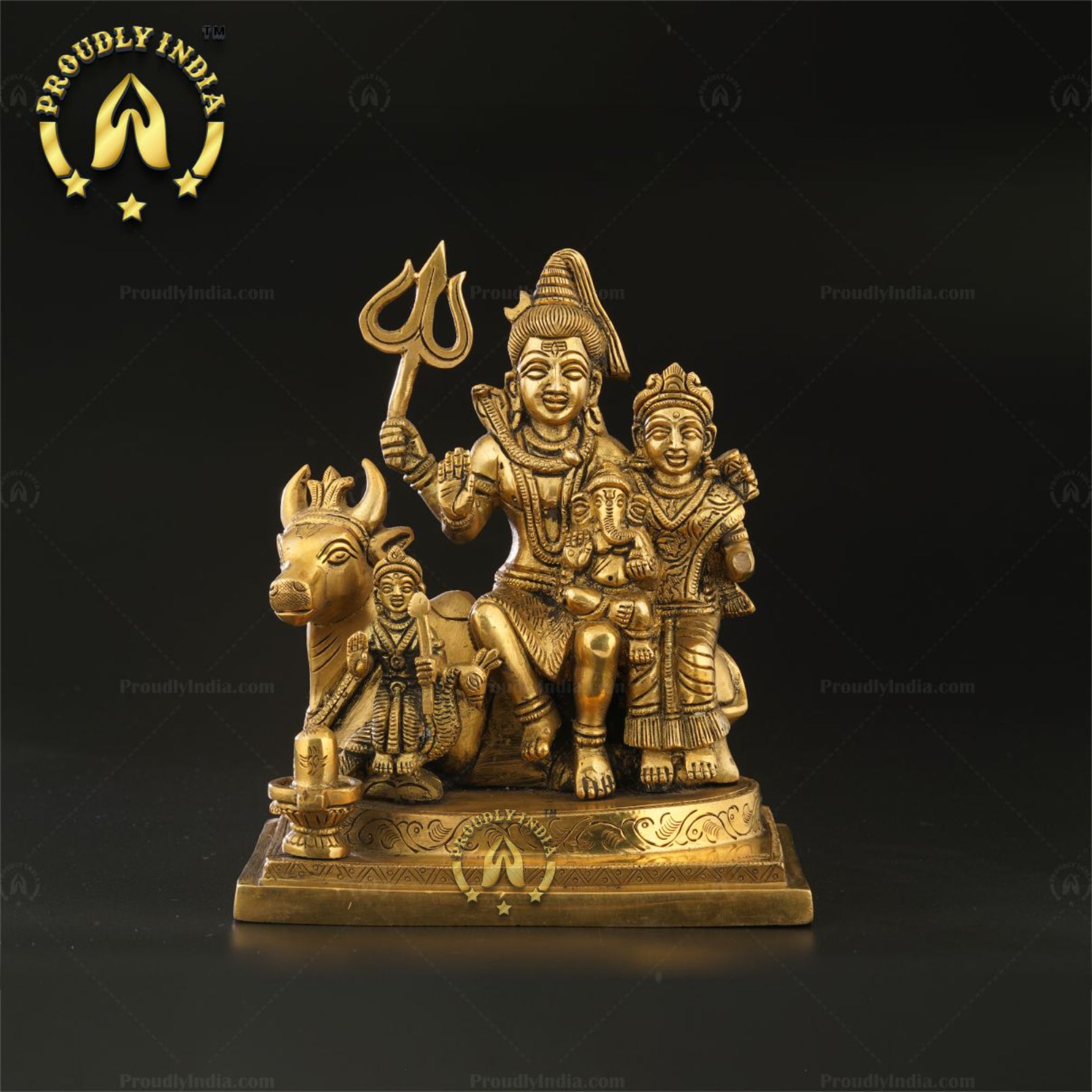 Handcrafted Brass Shiva Parvati Ganesh Idol