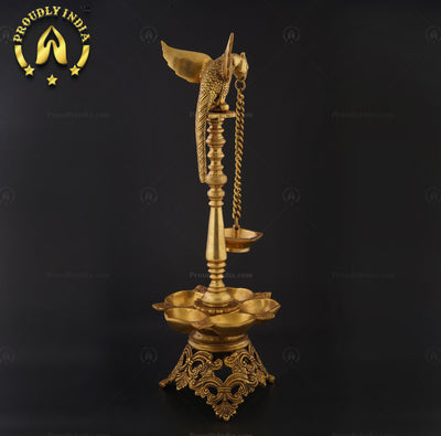Traditional Brass Parrot Bird Diya Stand Pair Set of 2