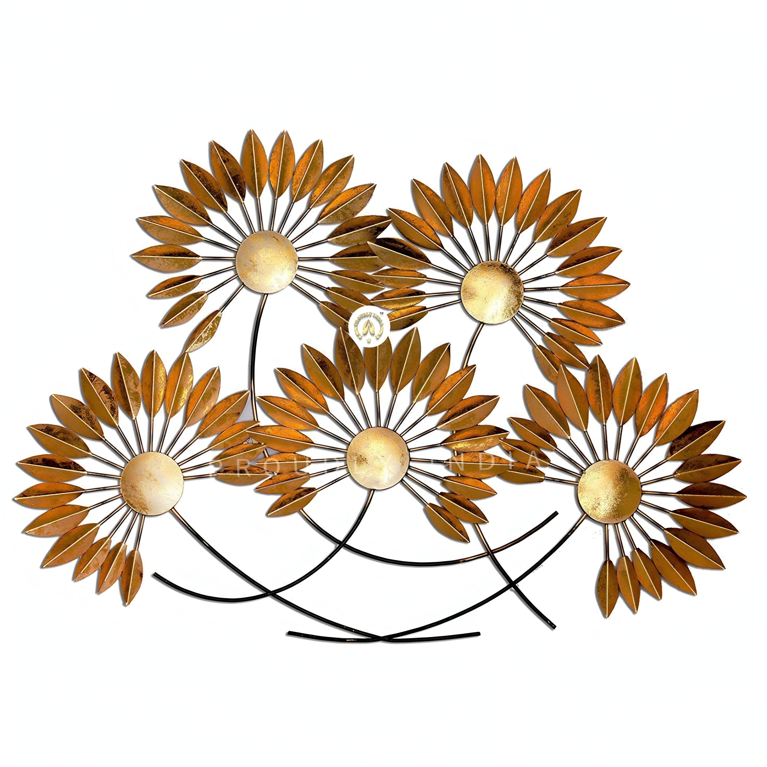 Golden Bloom Waltz Iron Wall Art Mural