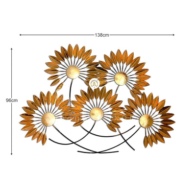 Golden Bloom Waltz Iron Wall Art Mural