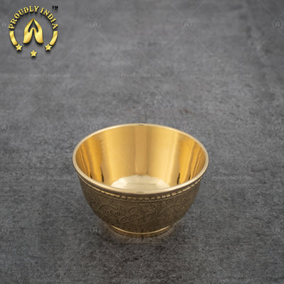 Etched Bronze 5 Piece Dinner Thali Set