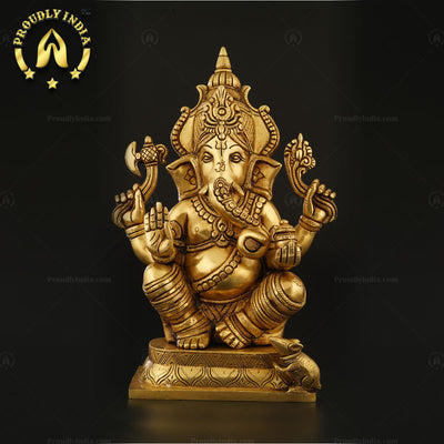 Indian Pure Brass Handmade Ganesha Statue