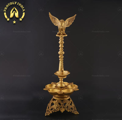 Traditional Brass Parrot Bird Diya Stand Pair Set of 2