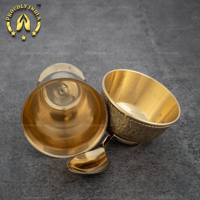 Etched Bronze 5 Piece Dinner Thali Set