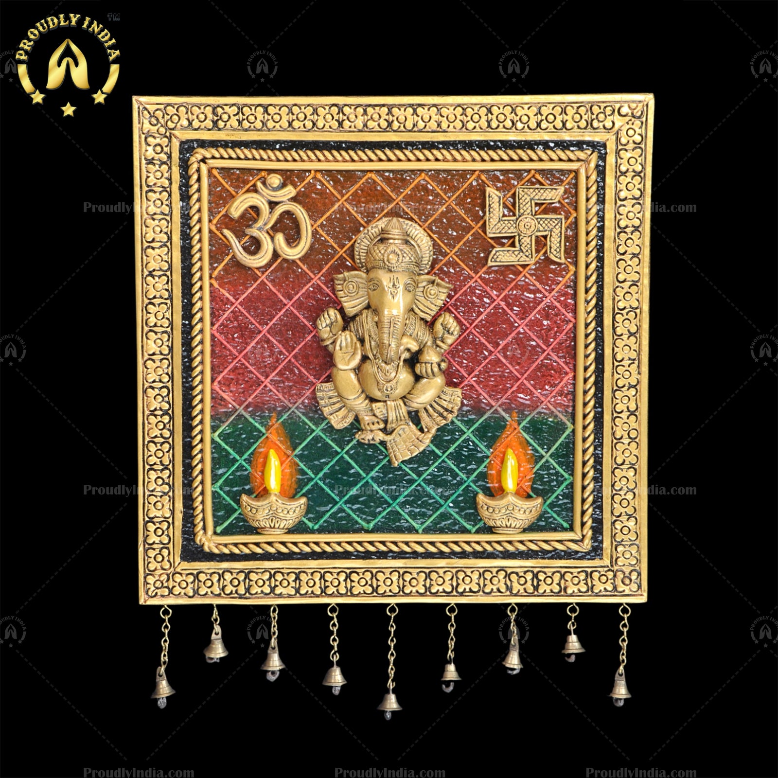 Sqaure Mural Ganesh Mantra / Ganesh Symbols / Laxmi Mantra