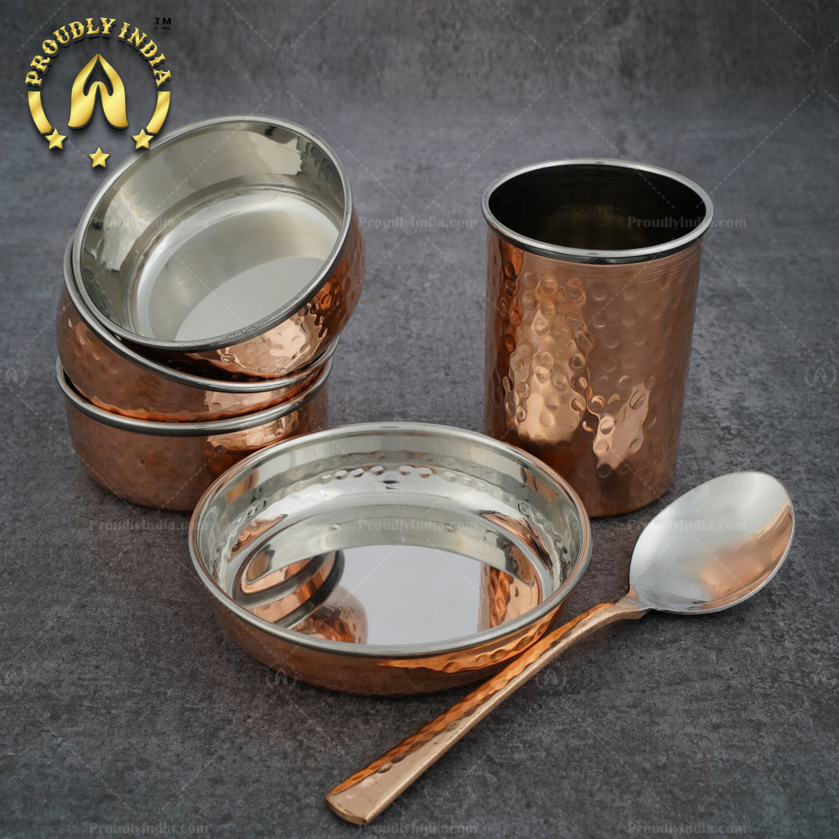 Hammered Copper Dinner Thali Set