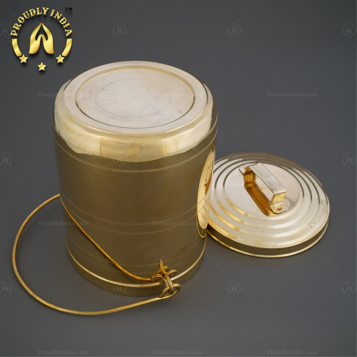 Set of 2 Brass Kitchen Storage Thooku Vali With Handle