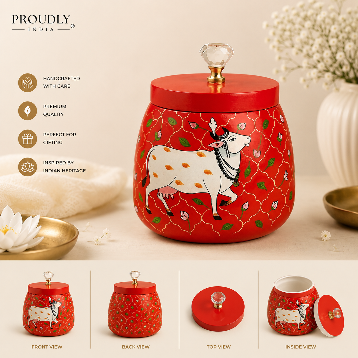 5" Red Pichwai Jar ( Set of 25 )