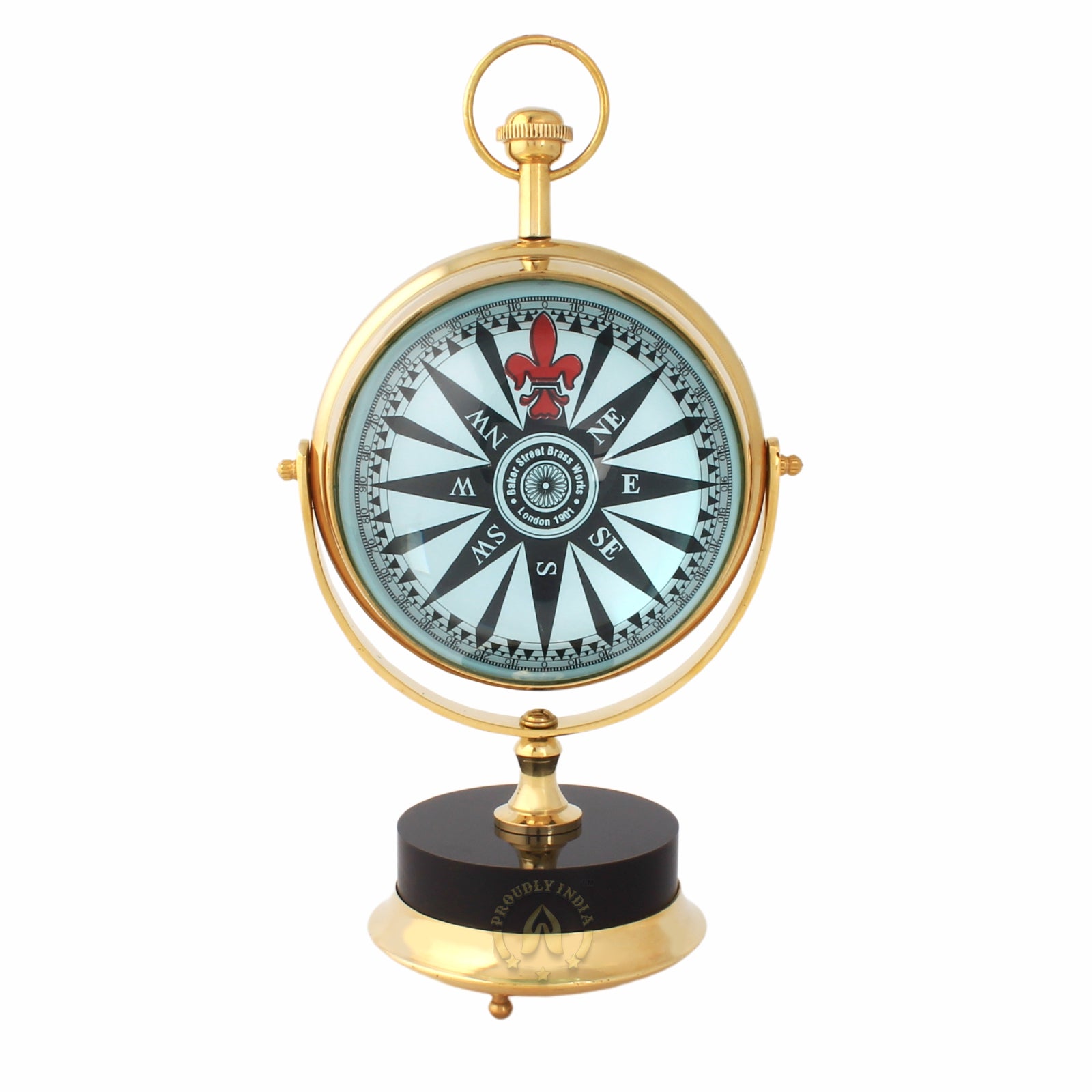 Black & Gold Brass Table Clock