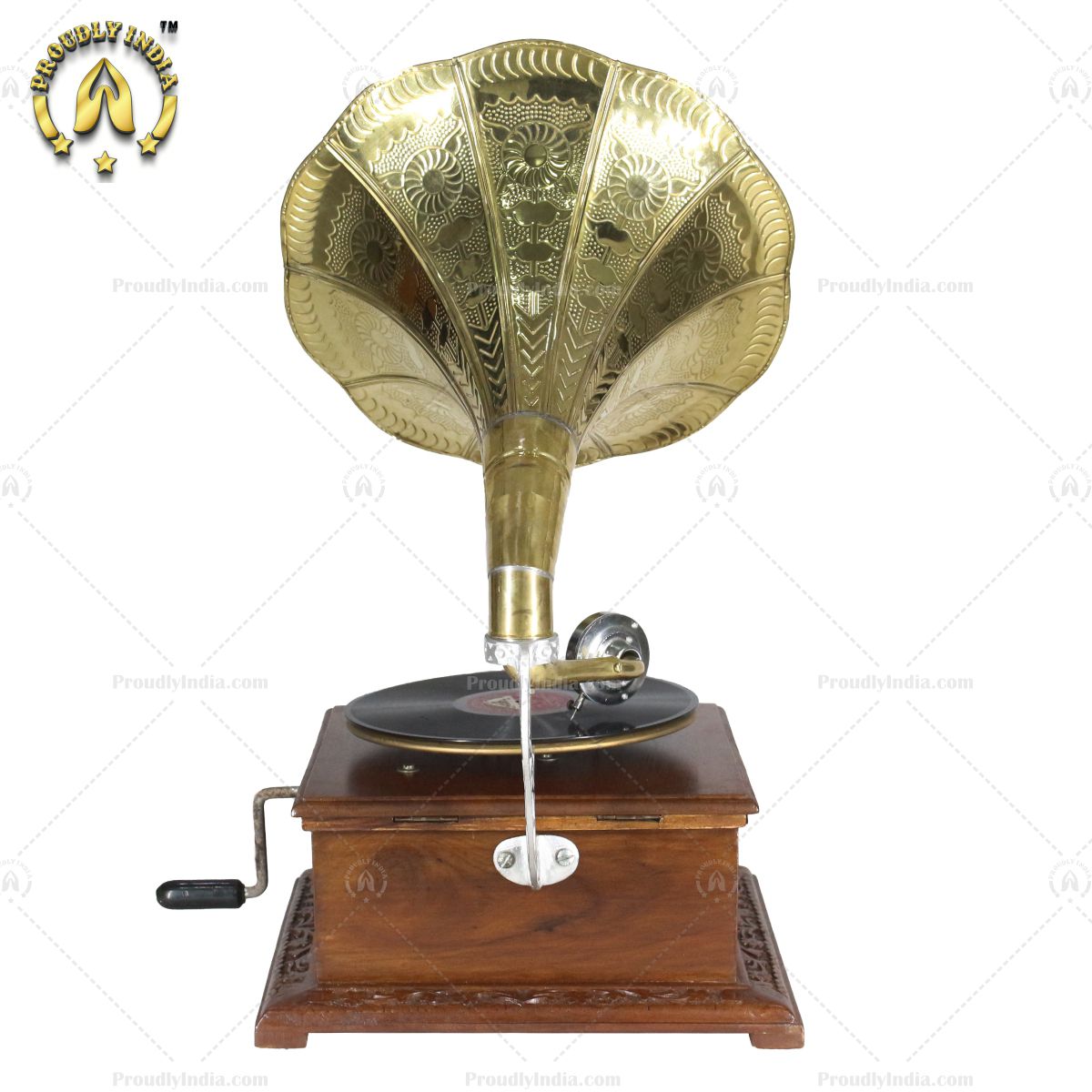 His Master Voice Elephant Carved Box Gramophone With Horn