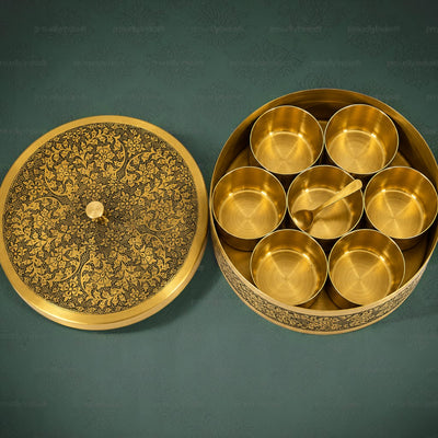 8 Inch Antique Style Floral Spice Box