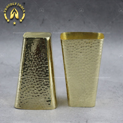 Square Brass Hammered Glass