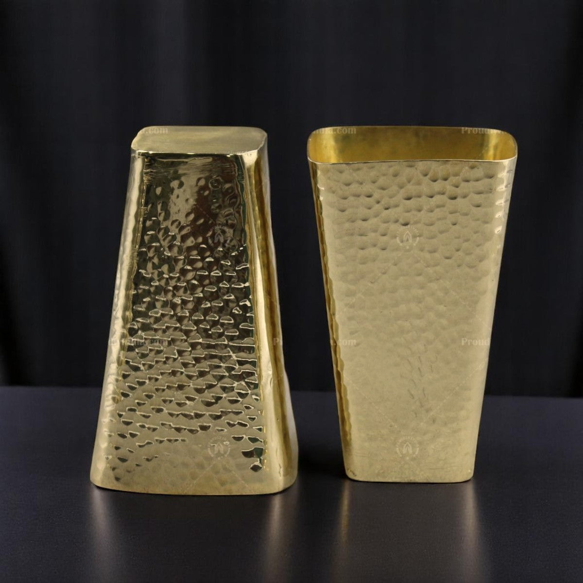 Square Brass Hammered Glass
