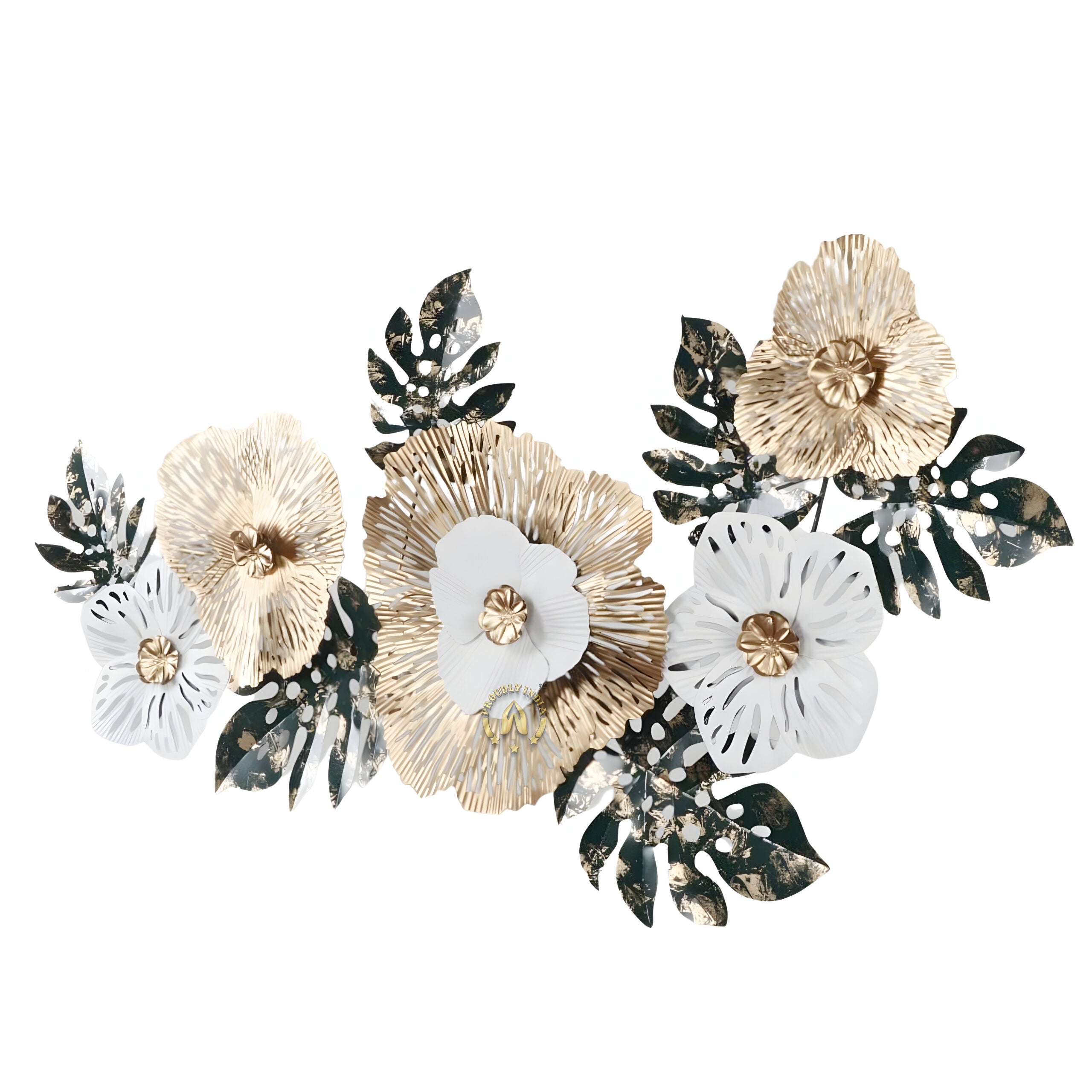 Golden Bloomscape – Floral Metal Wall Art