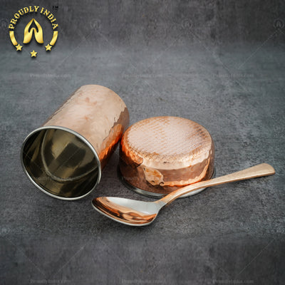 Hammered Copper Dinner Thali Set