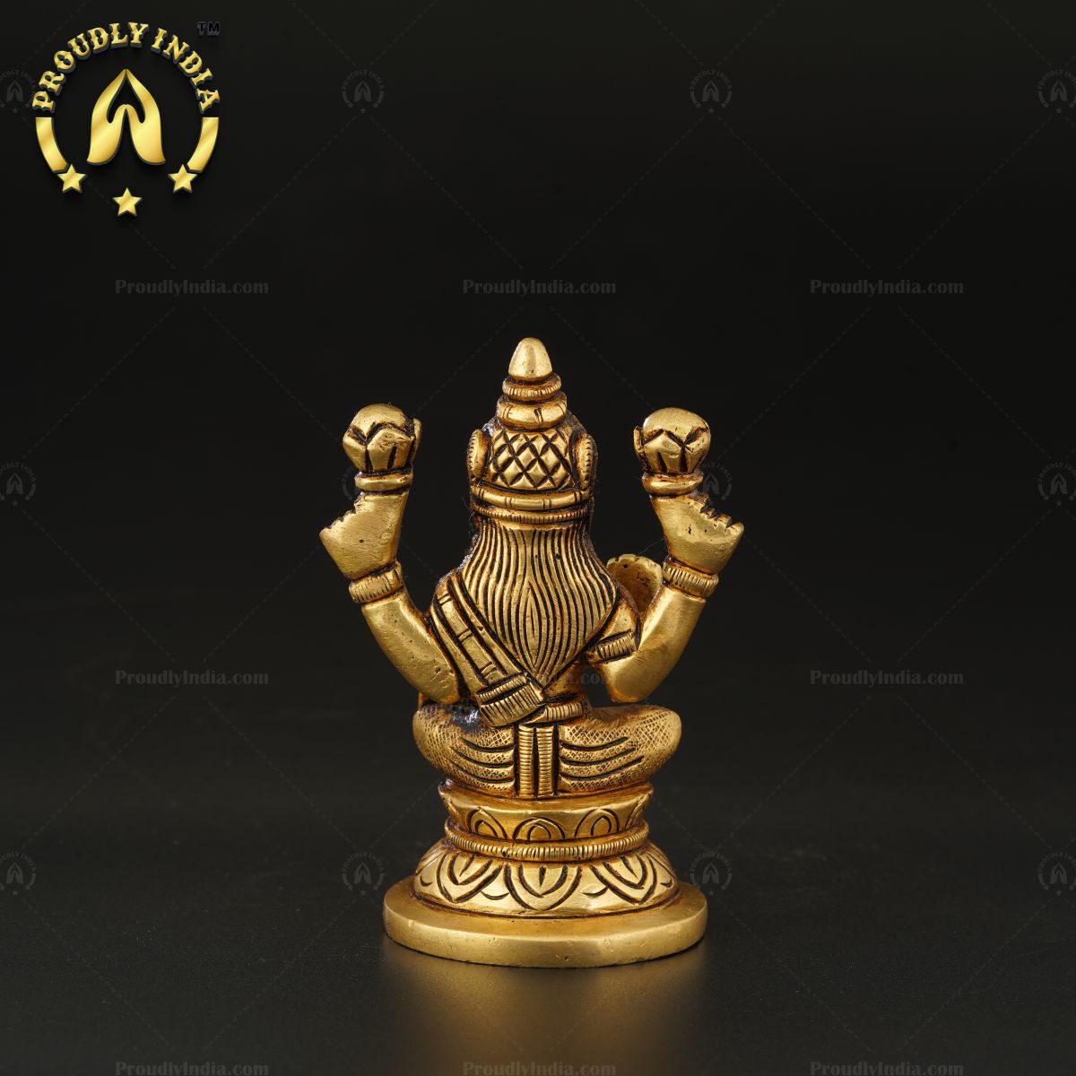 Traditional Brass Goddess Lakshmi Sitting On Lotus Statue