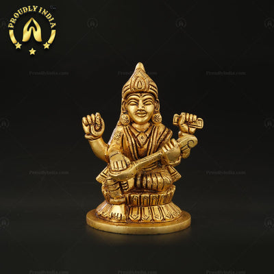 Traditional Brass Goddess Saraswati Murti