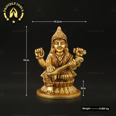 Traditional Brass Goddess Saraswati Murti