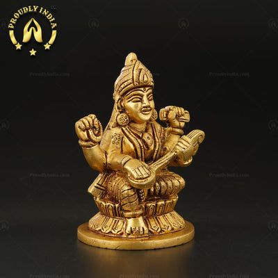 Traditional Brass Goddess Saraswati Murti