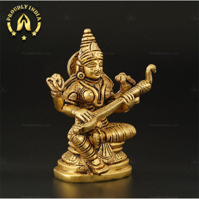 Traditional Brass Handcrafted Maa Saraswati Idol