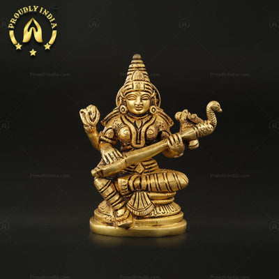 Traditional Brass Handcrafted Maa Saraswati Idol