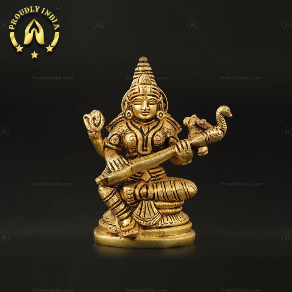 Traditional Brass Handcrafted Maa Saraswati Idol