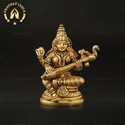 Traditional Brass Handcrafted Maa Saraswati Idol