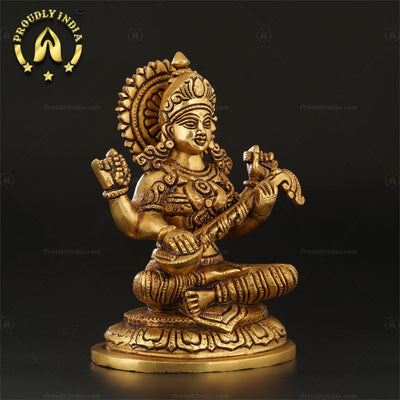 Brass Goddess Saraswati Idol
